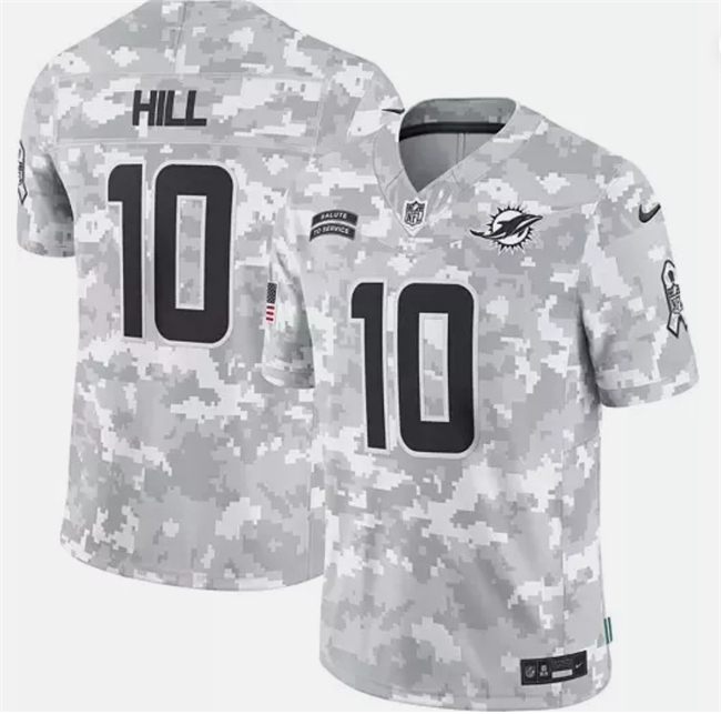 Youth Arctic Camo Miami Dolphins #10 Tyreek Hill 2024 F.U.S.E Salute to Service Limited Stitched Football Jersey